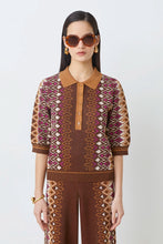 Cargar imagen en el visor de la galería, Jersey polo de jacquard CHOCOLATE