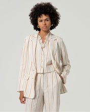 Load image into Gallery viewer, americana-lino-algodón-mujer-raya-diplomática-beige-tierra-arbol-shop