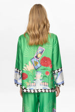 Cargar imagen en el visor de la galería, camisa-satinada-verde-mujer-estampado-ilustracion-tarot-espalda-arbol-shop