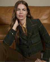 Cargar imagen en el visor de la galería, americana-corta-mujer-verde-cuadros-blazer-cropped-botones-bolsillos-arbol-shop