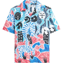 Cargar imagen en el visor de la galería, camisa-manga-corta-hombre-algodon-estampado-artistico-tigre-bask-in-the-sun-arbol-shop