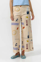 Load image into Gallery viewer, pantalon-wide-leg-mujer-sostenible-algodon-organico-lino-estampado-cubista-arbol-shop