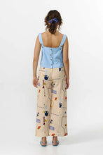 Load image into Gallery viewer, pantalon-wide-leg-mujer-sostenible-algodon-organico-lino-estampado-cubista-arbol-shop