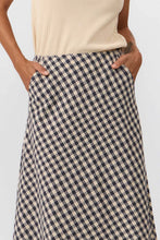Cargar imagen en el visor de la galería, falda-midi-mujer-sostenible-cuadros-vichy-azul-marino-suite13-arbol-shop