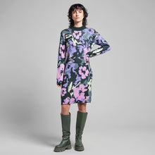 Cargar imagen en el visor de la galería, vestido-algodon-organico-estampado-floral-lila-rosa-verde-arbol-shop