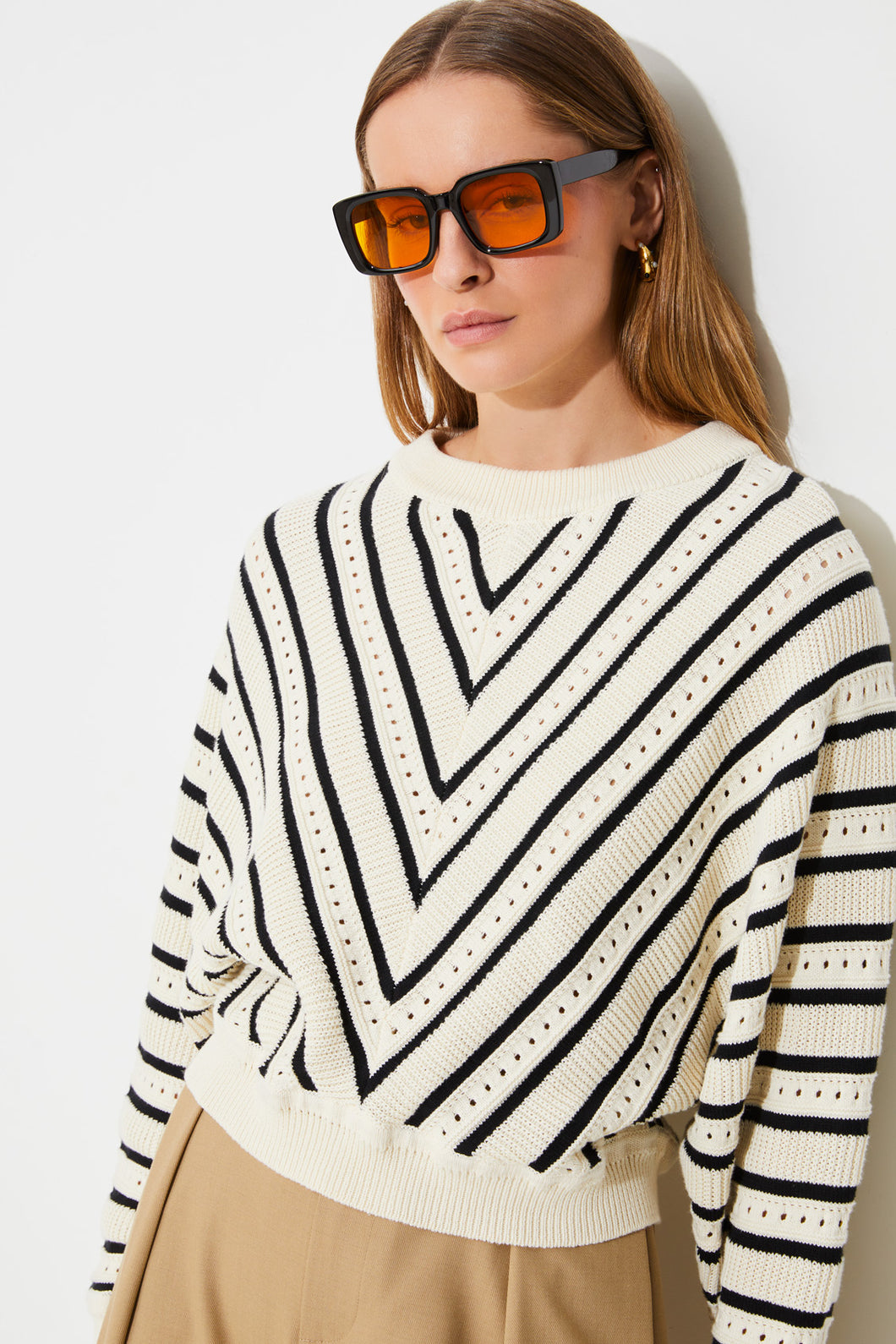 Jersey de rayas caladas BLANCO