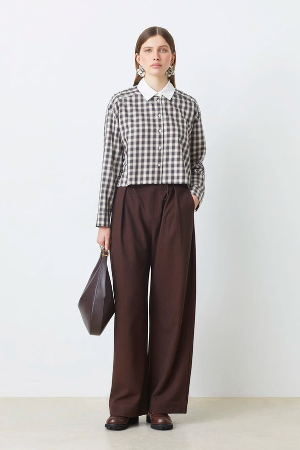 Camisa con pedrería GRIS