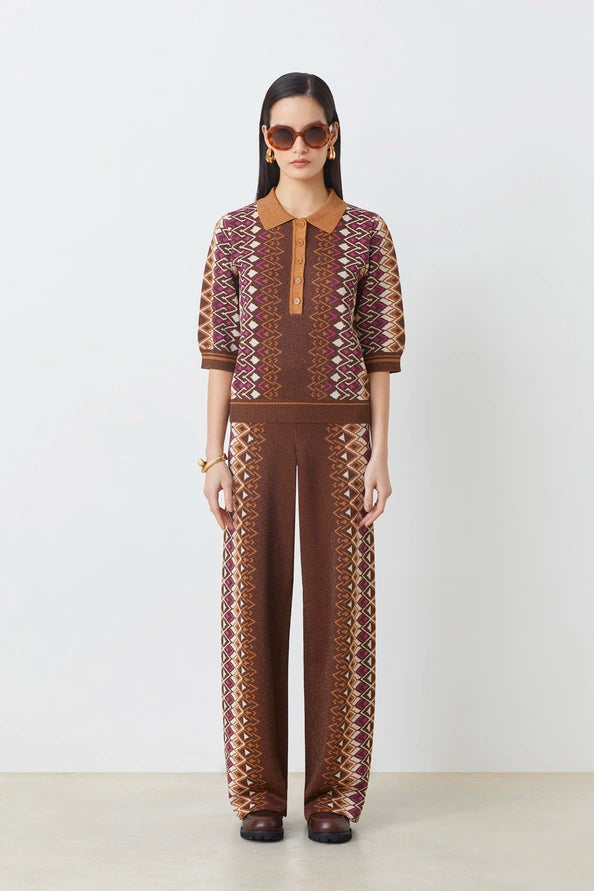 Pantalón jacquard CHOCOLATE