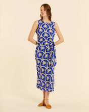 Load image into Gallery viewer, Vestido largo anudado palmeras Azul
