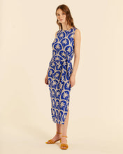 Load image into Gallery viewer, Vestido largo anudado palmeras Azul
