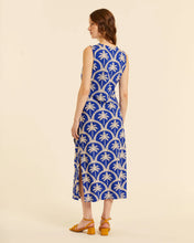 Load image into Gallery viewer, Vestido largo anudado palmeras Azul
