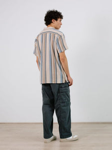 Camisa manga corta a rayas AZUL
