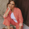 Chaqueta work rayas Rojo