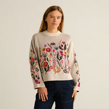 Cargar imagen en el visor de la galería, Jersey estampado flores Crema
