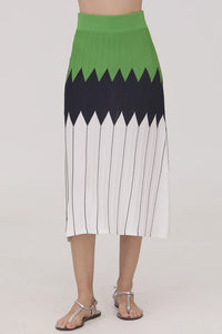 Falda midi cintura elástica VERDE