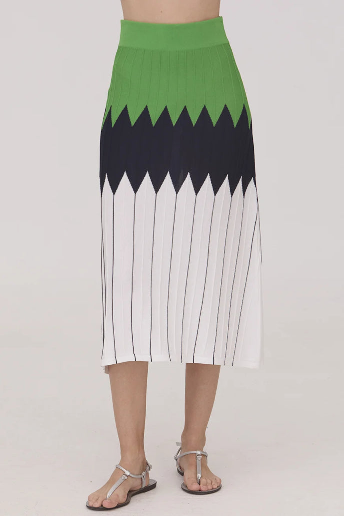 Falda midi cintura elástica VERDE