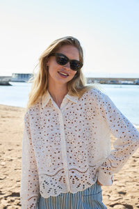 Camisa perforada BLANCO