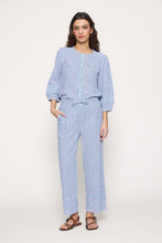 Load image into Gallery viewer, Pantalón de rayas bordado Azul claro
