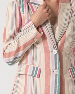 Blazer de lino de rayas MULTICOLOR