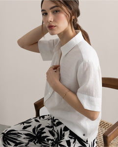Camisa corta satinada BLANCO