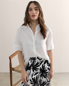 Camisa corta satinada BLANCO
