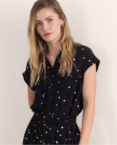 Vestido camisero corto NEGRO