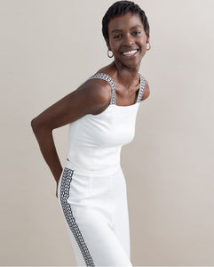 Top crop con tirantes bordados BLANCO