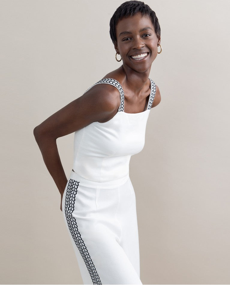 Top crop con tirantes bordados BLANCO