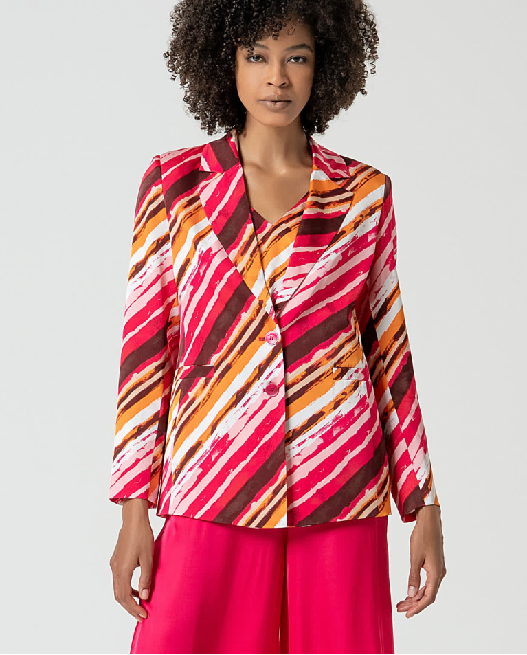 Blazer satinada cruzada FUCSIA