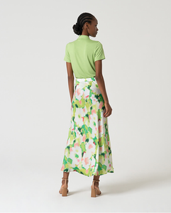 Falda midi satinada VERDE