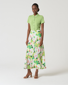 Falda midi satinada VERDE