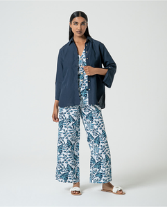 Chaleco de lino estampado AZUL