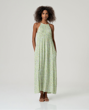 Load image into Gallery viewer, vestido-largo-mujer-cuello-halter-estampado-abstracto-lima-arbol-shop
