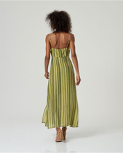 Cargar imagen en el visor de la galería, Vestido largo tirantes Rayas verde Multi
