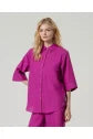 Cargar imagen en el visor de la galería, Camisa larga manga 3/4 Fucsia
