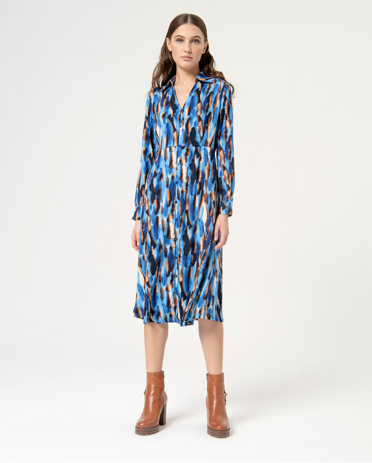 Vestido midi camisero AZUL