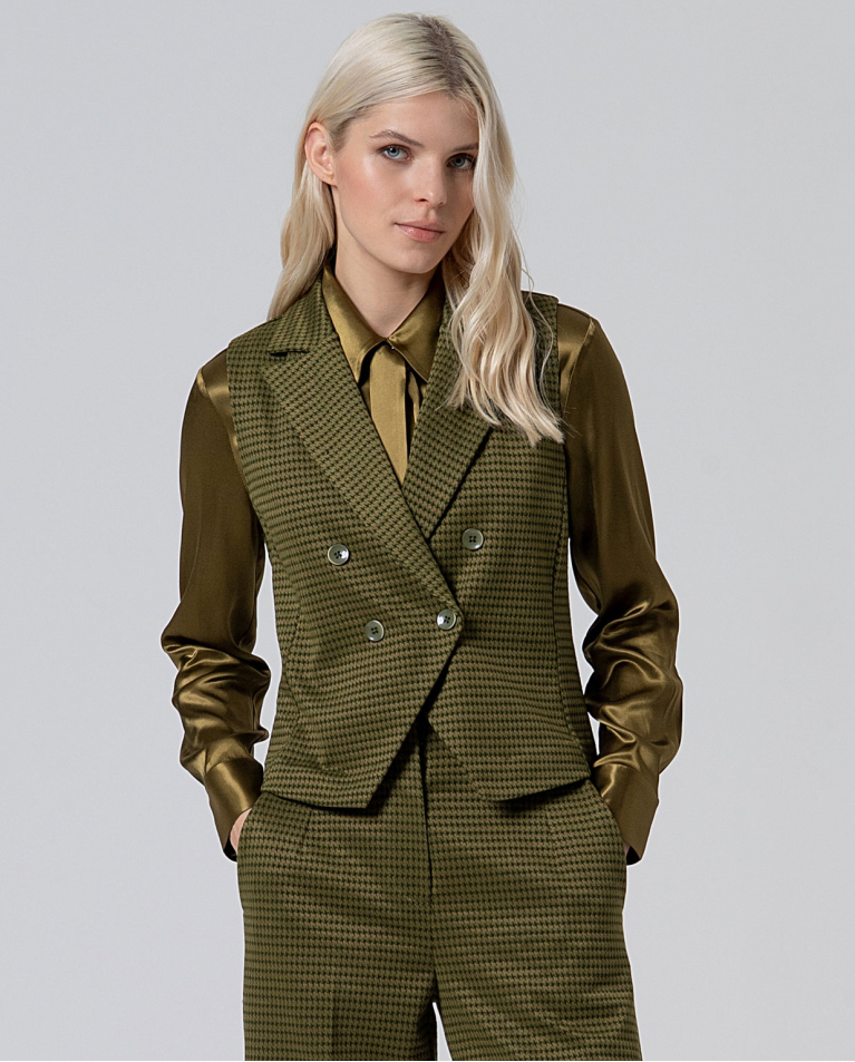 Chaleco pata de gallo VERDE