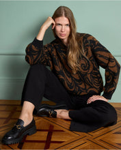 Cargar imagen en el visor de la galería, jersey-punto-grueso-gris-negro-marron-melange-cuello-redondo-mujer-arbol-shop
