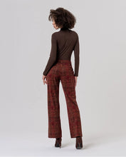 Cargar imagen en el visor de la galería, Pantalón recto efecto tweed de cuadros Granate
