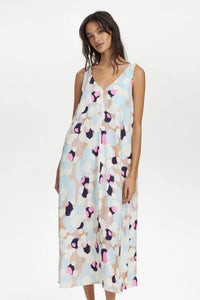Vestido escote en V AZUL