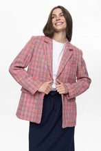 Load image into Gallery viewer, blazer-tweed-mujer-rosa-fucsia-multicolor-americana-estructurada-arbol-shop
