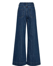 Load image into Gallery viewer, Pantalón con detalles de rayas horizontales Azul medio
