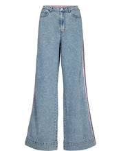 Cargar imagen en el visor de la galería, Pantalón  con detalle de lineas wide jeans Azul claro
