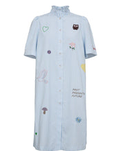 Cargar imagen en el visor de la galería, Vestido bordado rayas celeste
