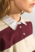 Cargar imagen en el visor de la galería, Sudadera polo rayas Burdeos
