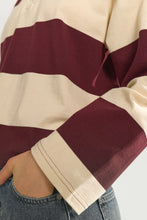 Cargar imagen en el visor de la galería, Sudadera polo rayas Burdeos
