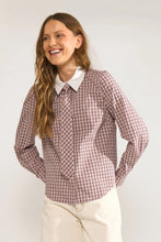 Cargar imagen en el visor de la galería, Camisa con corbata desmontable cuadros Rosa

