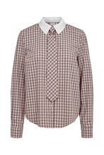 Cargar imagen en el visor de la galería, Camisa con corbata desmontable cuadros Rosa
