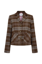 Cargar imagen en el visor de la galería, BLAZER CORTO CUADROS MARRÓN
