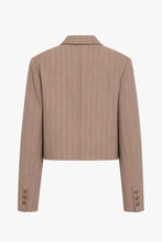 Cargar imagen en el visor de la galería, Blazer crop con cuello solapa rayas marrón
